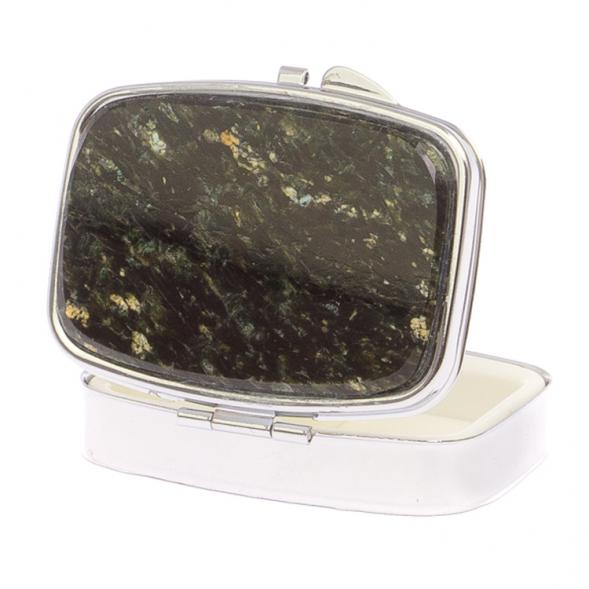 Таблетница на 2 отсека камень мусковит цвет серебро 125584