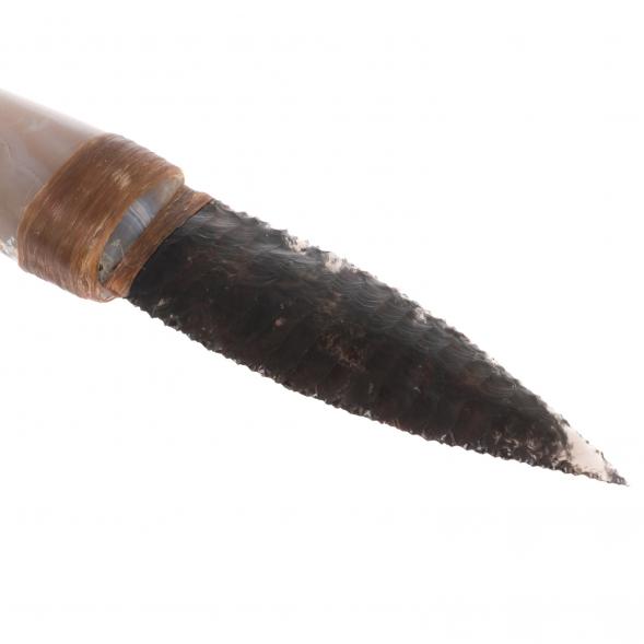 Нож каменный из обсидиана рукоять агат 20,5х4х2,5 см 126789
