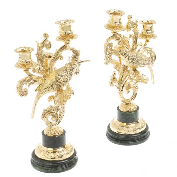 Подсвечники &amp;quot;Колибри&amp;quot; из шабровского змеевика 127340