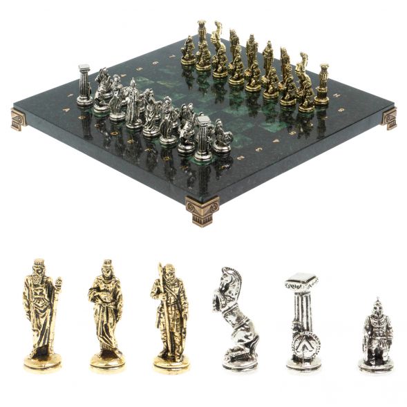 Шахматы &amp;quot;Царь Леонид&amp;quot; доска 28х28 см шабровский змеевик 127968