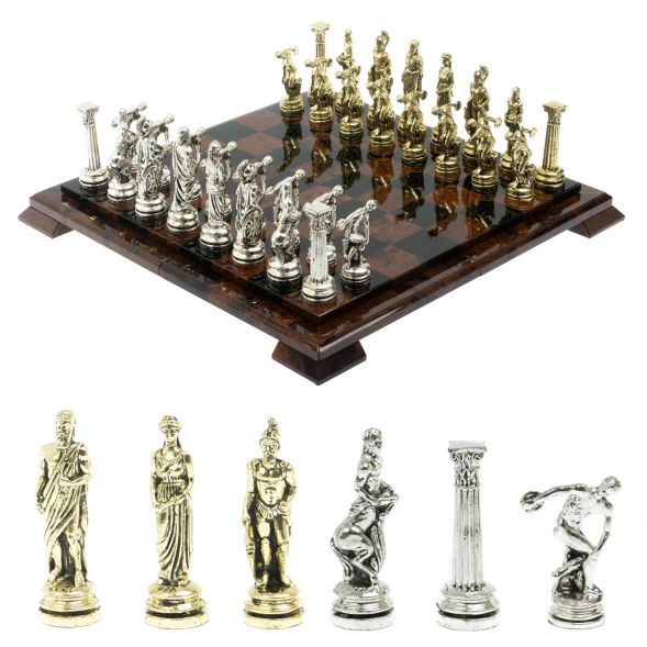 Шахматы &amp;quot;Олимпийские игры&amp;quot; доска 40х40 см из обсидиана 128363