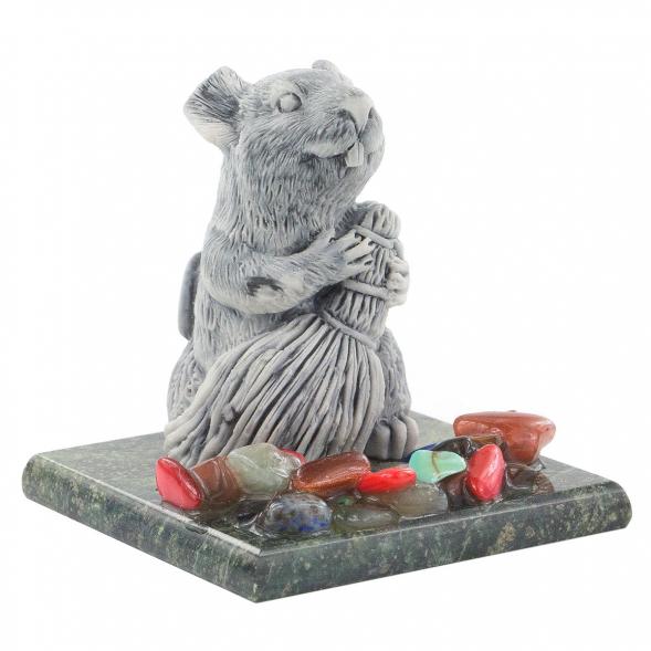 Сувенир из мрамолита &amp;quot;Крыса с веником&amp;quot; 120246