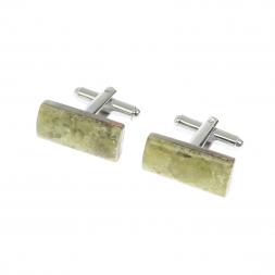 Запонки прямоугольные малые камень желтый апатит