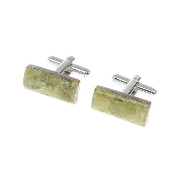 Запонки прямоугольные малые камень желтый апатит 130057