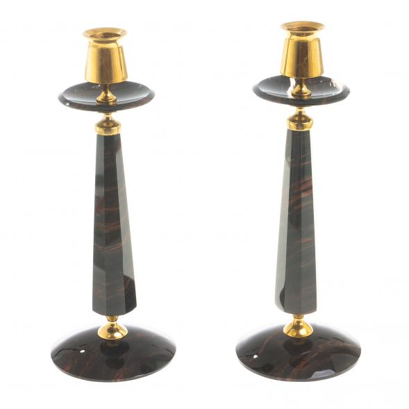 Подсвечники &amp;quot;Грани&amp;quot; коричневый обсидиан (пара) 122918