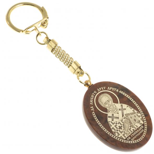 Брелок-оберег с молитвой &amp;quot;Св. Геннадий Царьградский&amp;quot; камень обсидиан 123150