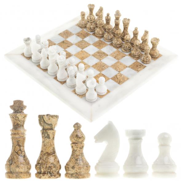 Шахматы &amp;quot;Стандарт&amp;quot; мрамор, ракушечник доска 30х30см 123972