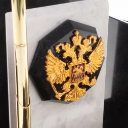 Письменный набор "Канцелярский" с гербом камень мрамор