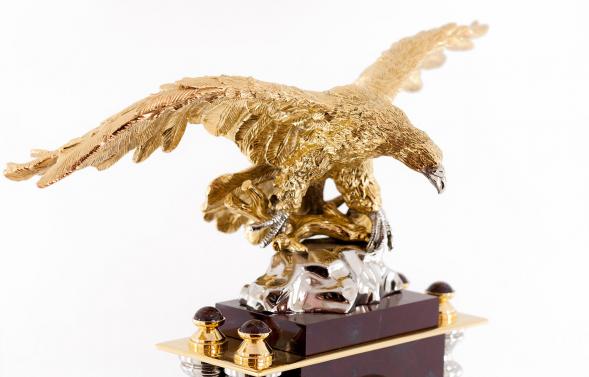 Часы &amp;quot;Орел&amp;quot; яшма бронза 115009