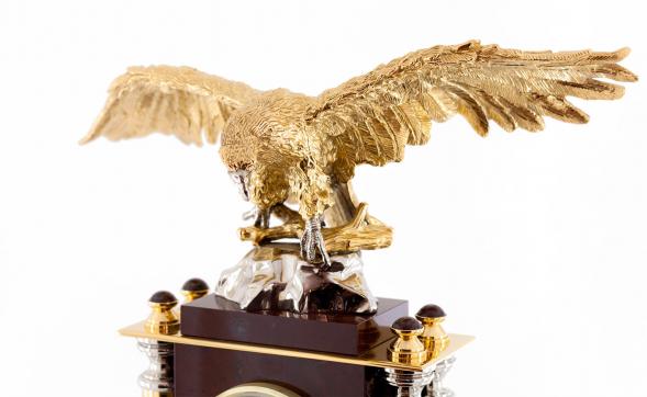 Часы &amp;quot;Орел&amp;quot; яшма бронза 115009