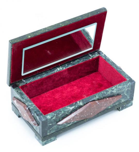 Каменная шкатулка &amp;quot;Ромб&amp;quot; большой змеевик креноид 19х10х7,5 см 112185