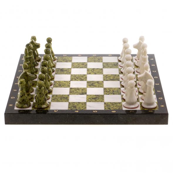 Шахматы &amp;quot;Каменные&amp;quot; змеевик , мрамор доска 40х40 см / Шахматы подарочные / Набор шахмат / Настольная игра