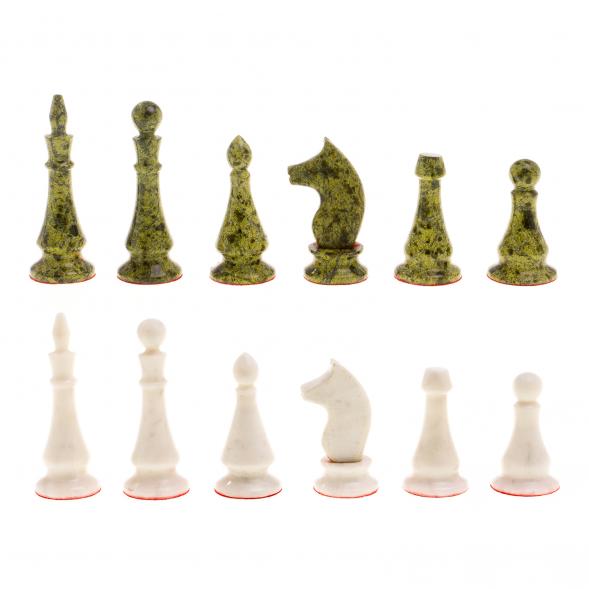 Шахматы &amp;quot;Каменные&amp;quot; змеевик , мрамор доска 40х40 см / Шахматы подарочные / Набор шахмат / Настольная игра
