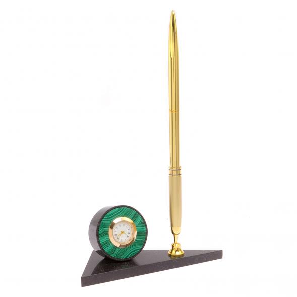 Сувенирные часы с ручкой малахит 125116