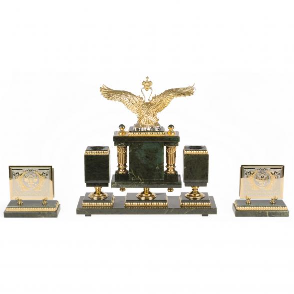 Настольный набор &amp;quot;Двуглавый орел&amp;quot; из нефрита 119146