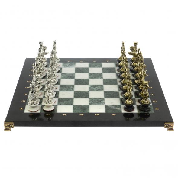 Шахматы &amp;quot;Отечественная война 1812 г.&amp;quot; на подставках доска 40х40 см мрамор змеевик 128517