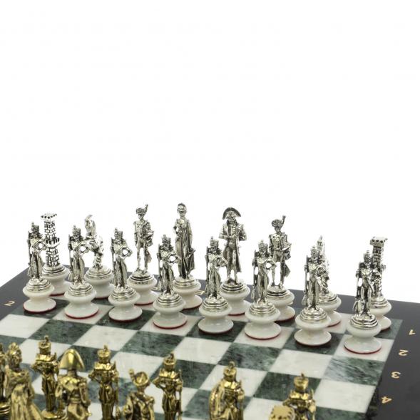 Шахматы &amp;quot;Отечественная война 1812 г.&amp;quot; на подставках доска 40х40 см мрамор змеевик 128517