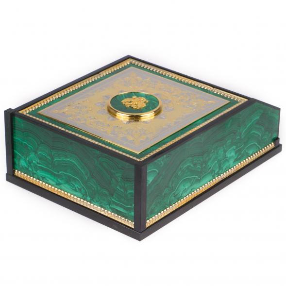 Лоток для бумаг А4 камень малахит Златоуст 120341