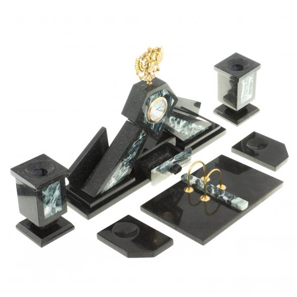 Письменный набор &amp;quot;Герб РФ&amp;quot; камень офиокальцит 122511