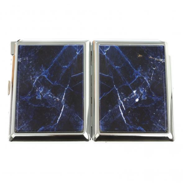 Портсигар на 20 сигарет с зажигалкой камень содалит 123426