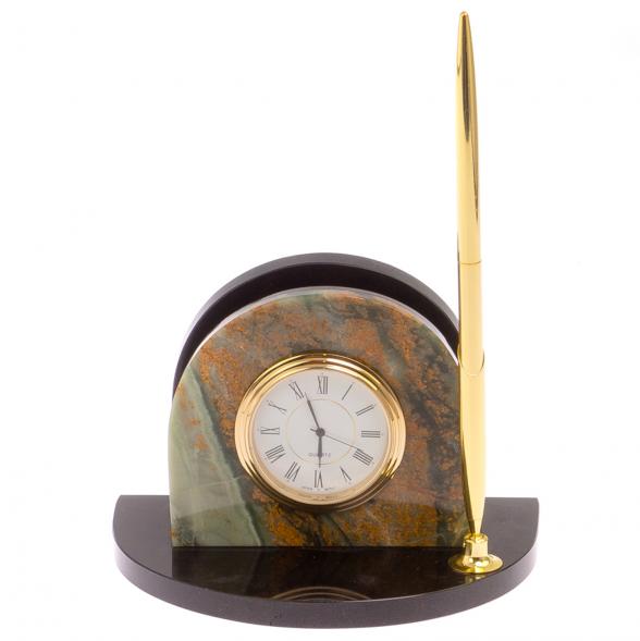 Визитница с часами из офиокальцита 125432