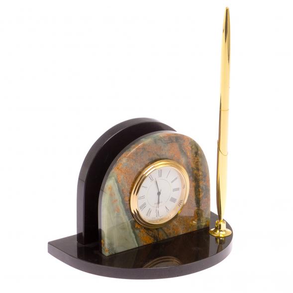 Визитница с часами из офиокальцита 125432