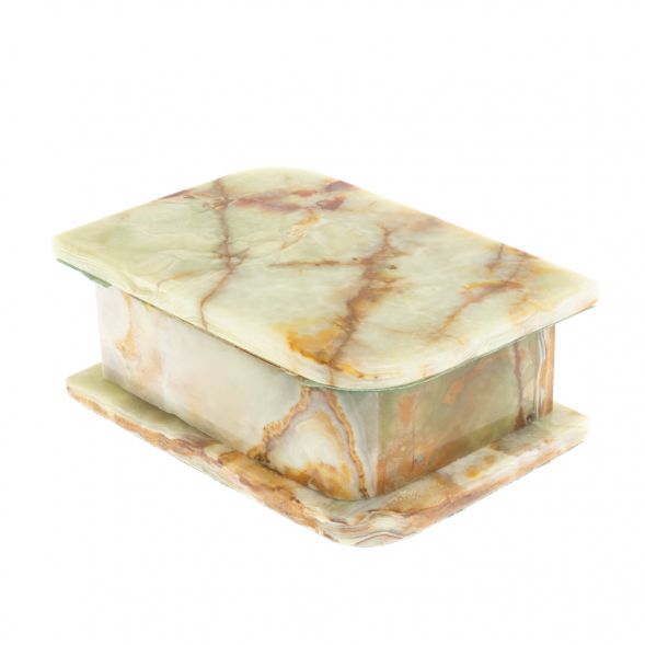 Шкатулка из зелено-коричневого оникса 13х9х5,5 см (3,5х5) 129342