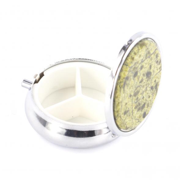 Таблетница на 3 отсека камень змеевик цвет серебро 121281