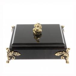 Шкатулка &amp;quot;Птичка&amp;quot; из черного обсидиана и бронзы