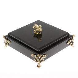 Шкатулка &amp;quot;Птичка&amp;quot; из черного обсидиана и бронзы