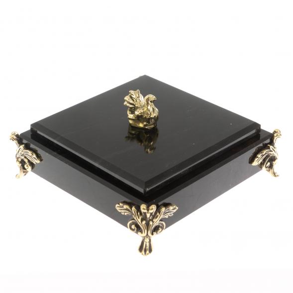 Шкатулка &amp;quot;Птичка&amp;quot; из черного обсидиана и бронзы 130058