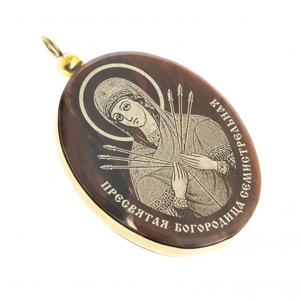 Брелок-кулон «Икона БМ Семистрельная» из обсидиана 123052