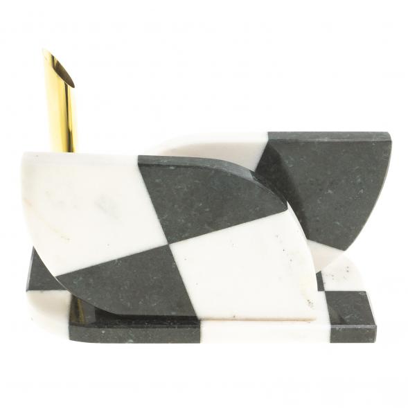 Визитница &amp;quot;Шахматная&amp;quot; с подставкой под ручку камень мрамор, змеевик 123617