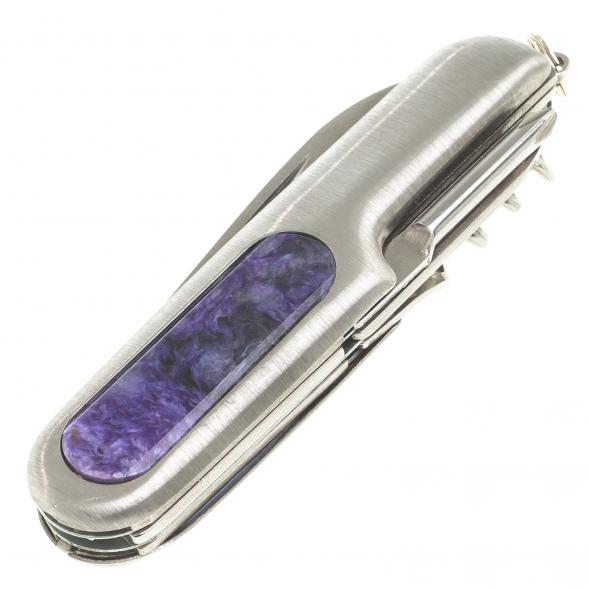 Нож мультитул складной 7 в 1 с камнем чароит 123876