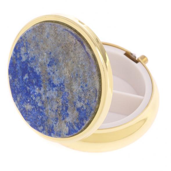 Таблетница на 3 отделения камень лазурит афганский цвет золото 125976