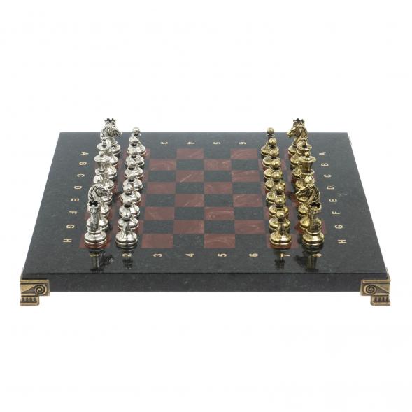 Шахматы с металлическими фигурами &amp;quot;Стаунтон&amp;quot; доска 28х28 см лемезит 127970