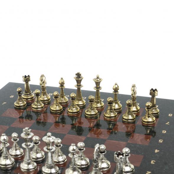 Шахматы с металлическими фигурами &amp;quot;Стаунтон&amp;quot; доска 28х28 см лемезит 127970
