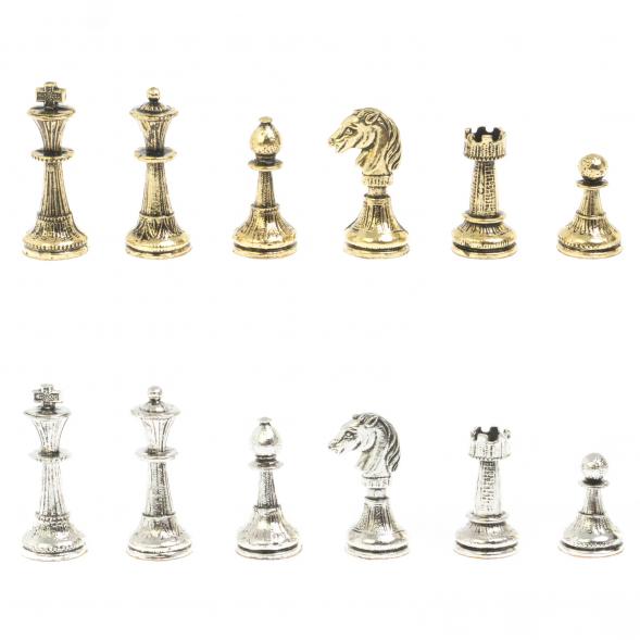 Шахматы с металлическими фигурами &amp;quot;Стаунтон&amp;quot; доска 28х28 см лемезит 127970