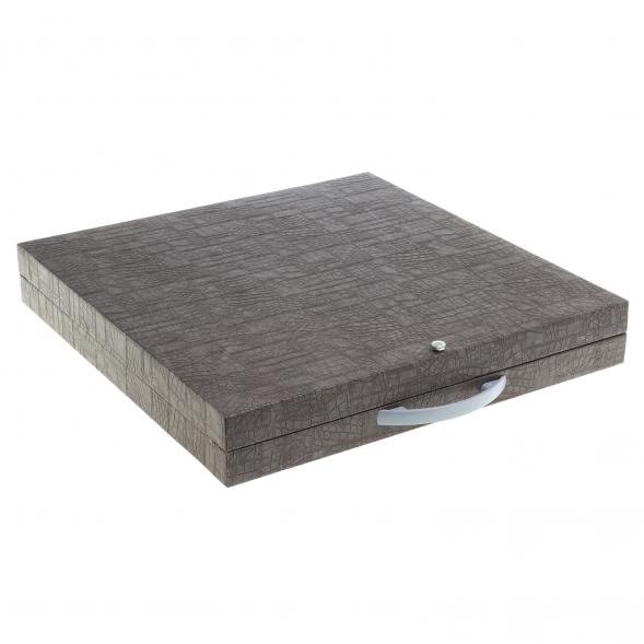 Шахматы из камня с металлическими фигурами &amp;quot;Средневековье&amp;quot; доска 44х44 см лемезит 119388