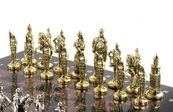 Настольные шахматы &amp;quot;Русь&amp;quot; доска 40х40 см камень лемезит фигуры металлические 120684