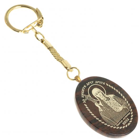 Брелок-оберег с молитвой &amp;quot;Святая Нина&amp;quot; камень обсидиан 123153