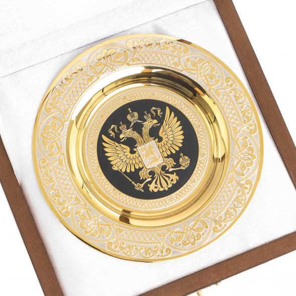 Тарелка с гравюрой &amp;quot;Герб РФ&amp;quot; 12 см Златоуст 123331