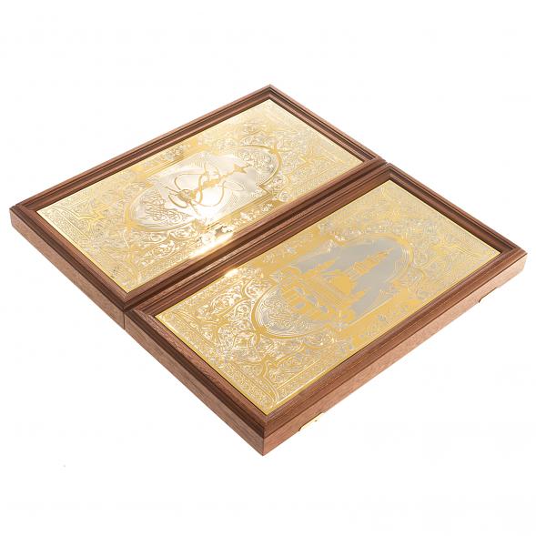 Настольные нарды &amp;quot;Восточные&amp;quot; с гравюрой камень лазурит Златоуст 123618