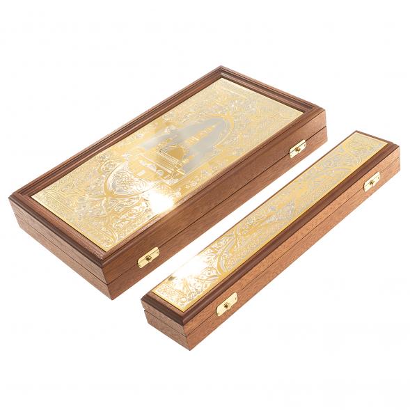 Настольные нарды &amp;quot;Восточные&amp;quot; с гравюрой камень лазурит Златоуст 123618