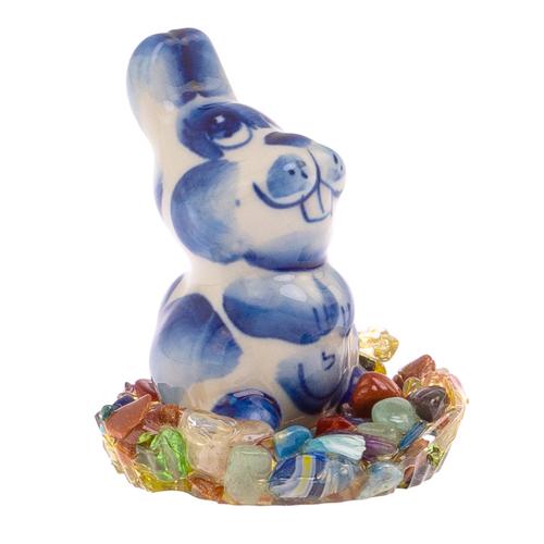 Сувенир фигурка &amp;quot;Кролик&amp;quot; на подставке из самоцветов 125198