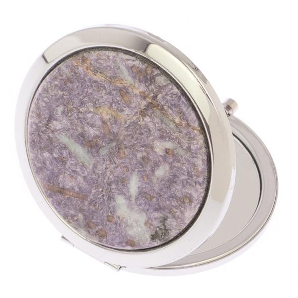 Карманное зеркальце камень лепидолит серебро 125739