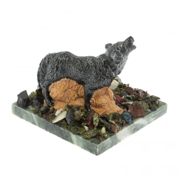 Сувенир &amp;quot;Воющий волк&amp;quot; на змеевике 116707