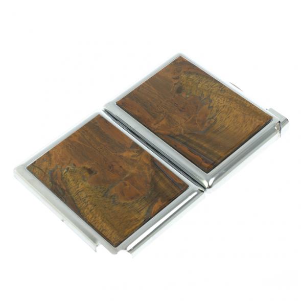 Портсигар на 20 сигарет с зажигалкой камень тигровый глаз 128519