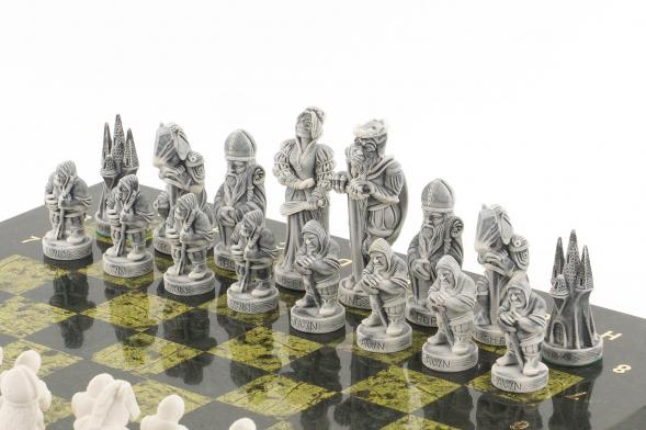 Подарочные шахматы &amp;quot;Средневековье&amp;quot; камень змеевик 40х40 см 119801
