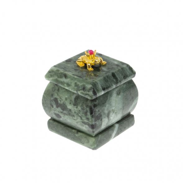 Шкатулка &amp;quot;Лягушка&amp;quot; из шабровского змеевика 4,5х4,5х6 см 128813